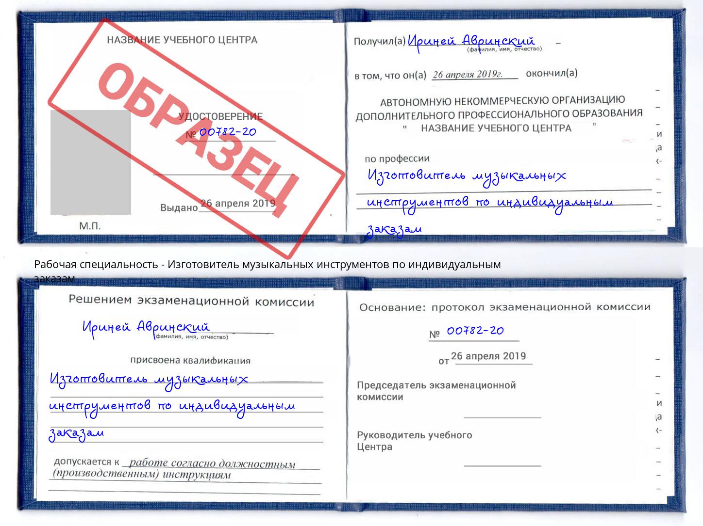 Изготовитель музыкальных инструментов по индивидуальным заказам Добрянка