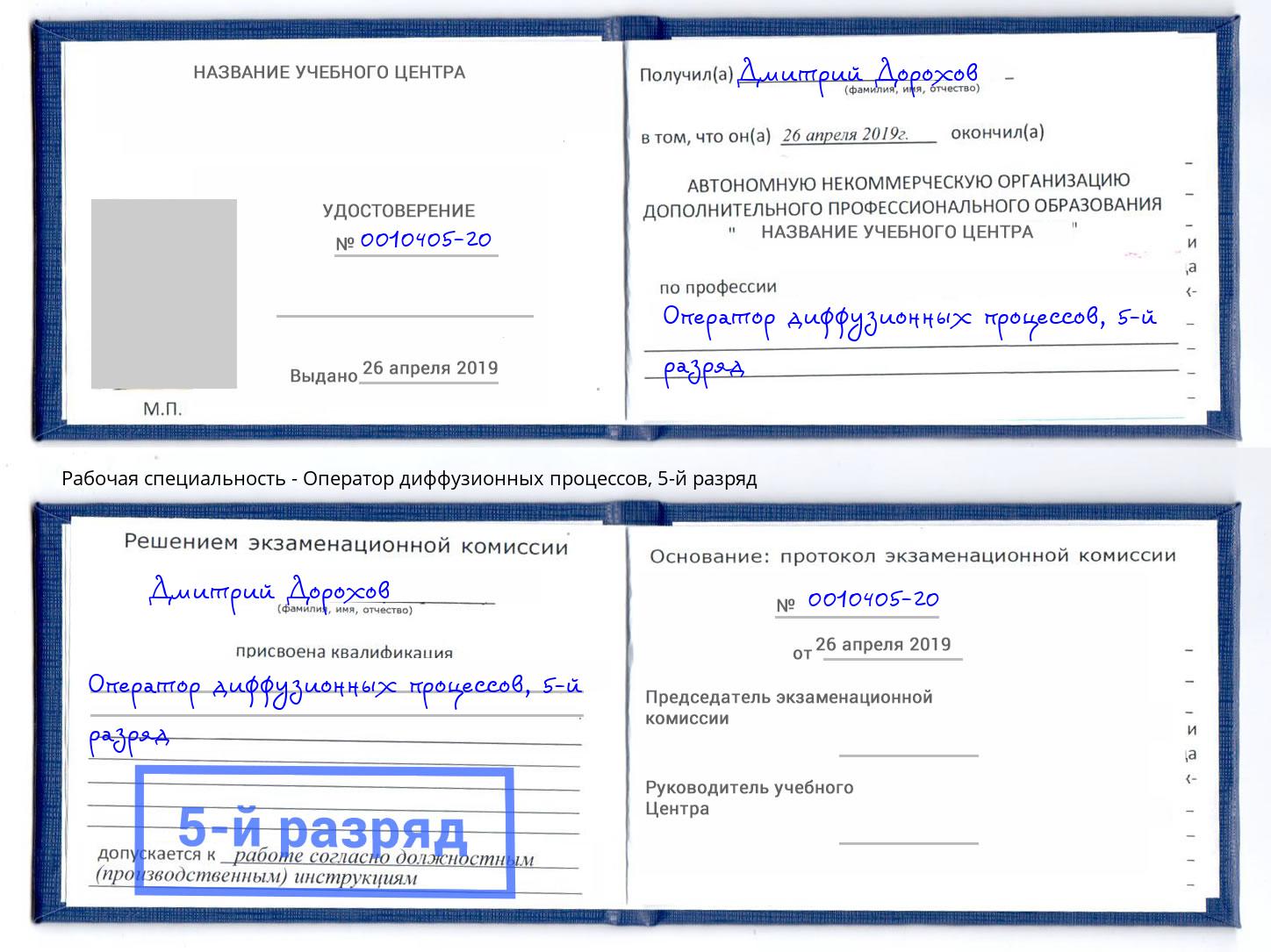 корочка 5-й разряд Оператор диффузионных процессов Добрянка