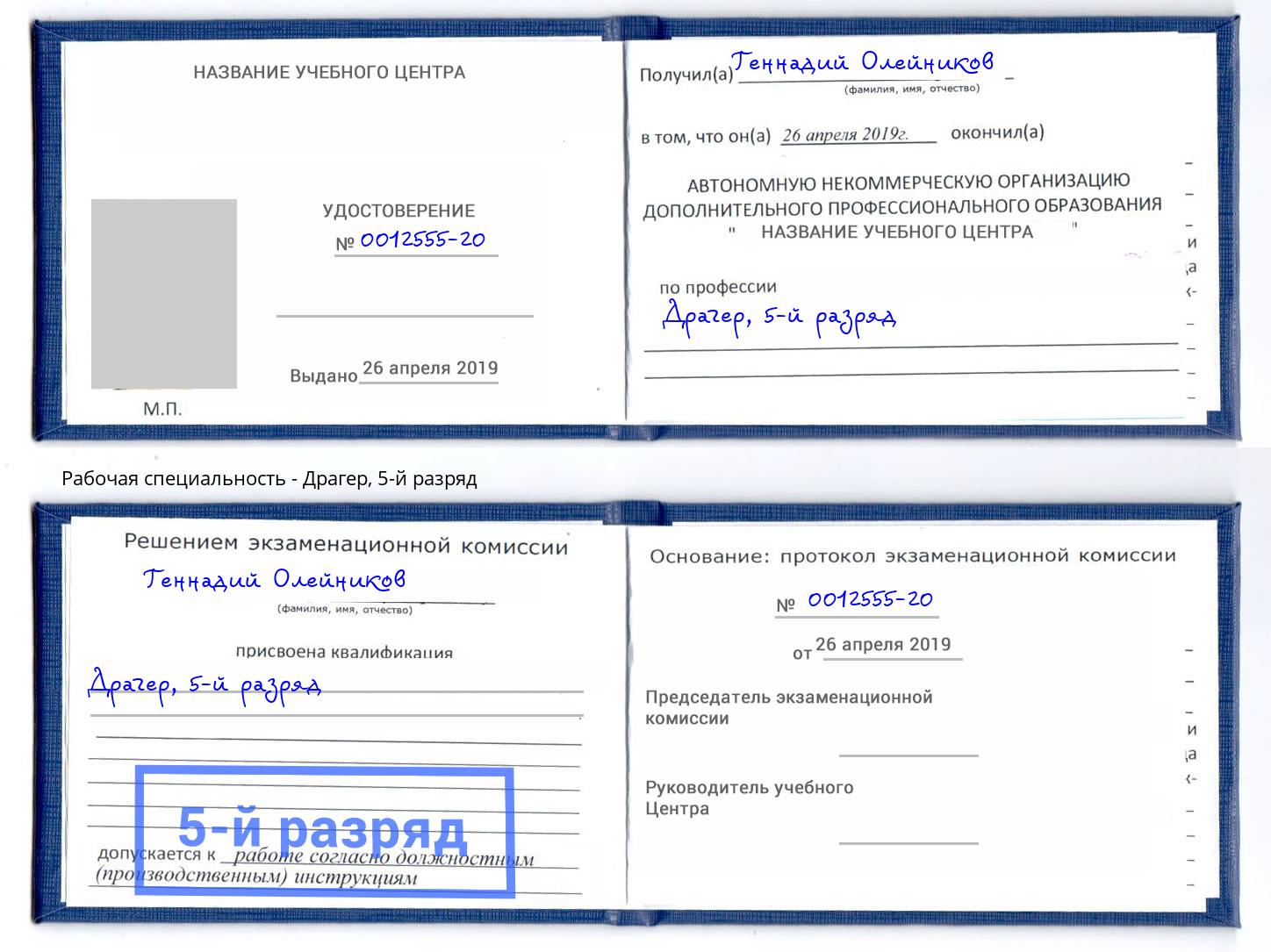корочка 5-й разряд Драгер Добрянка
