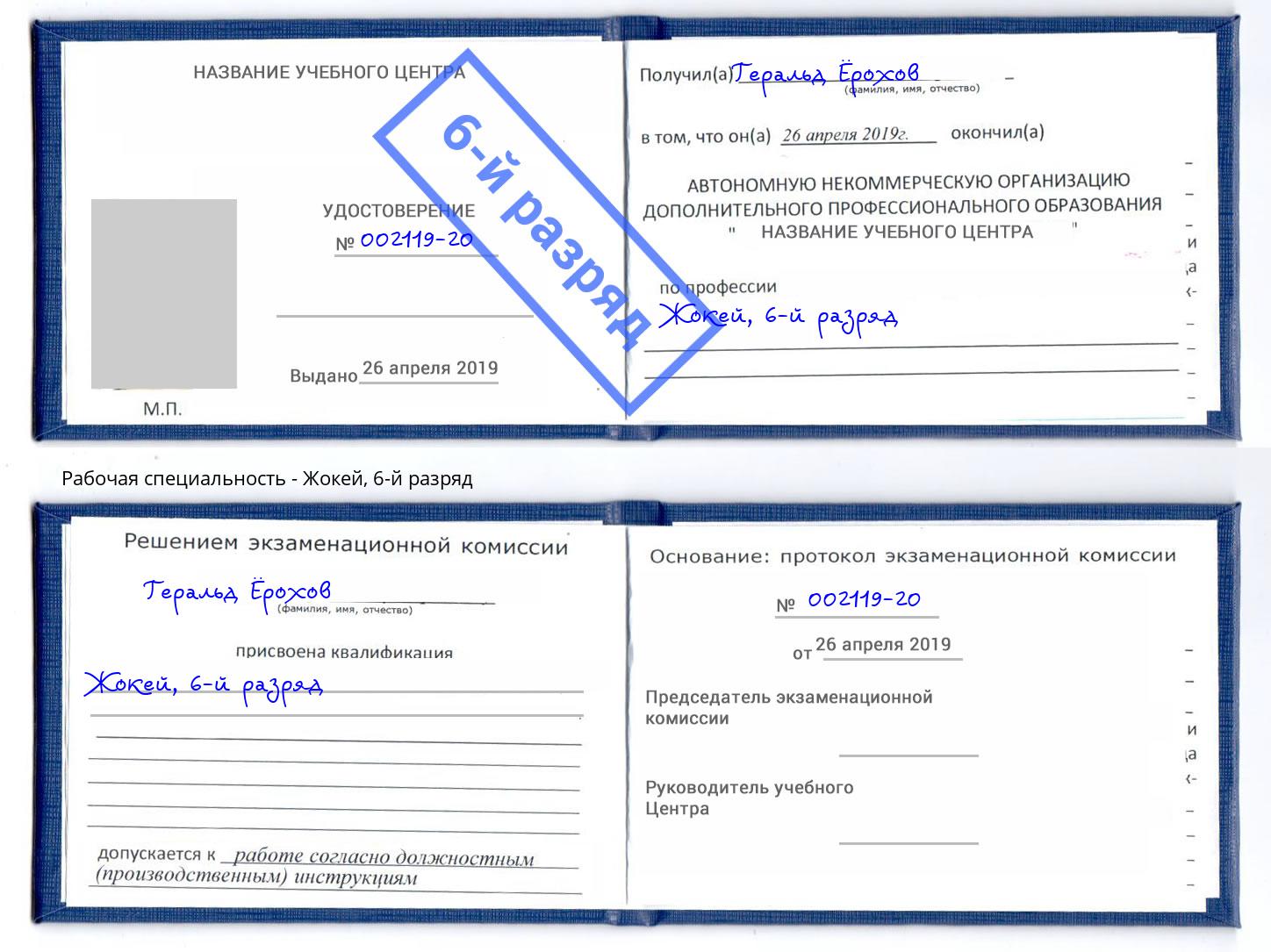 корочка 6-й разряд Жокей Добрянка