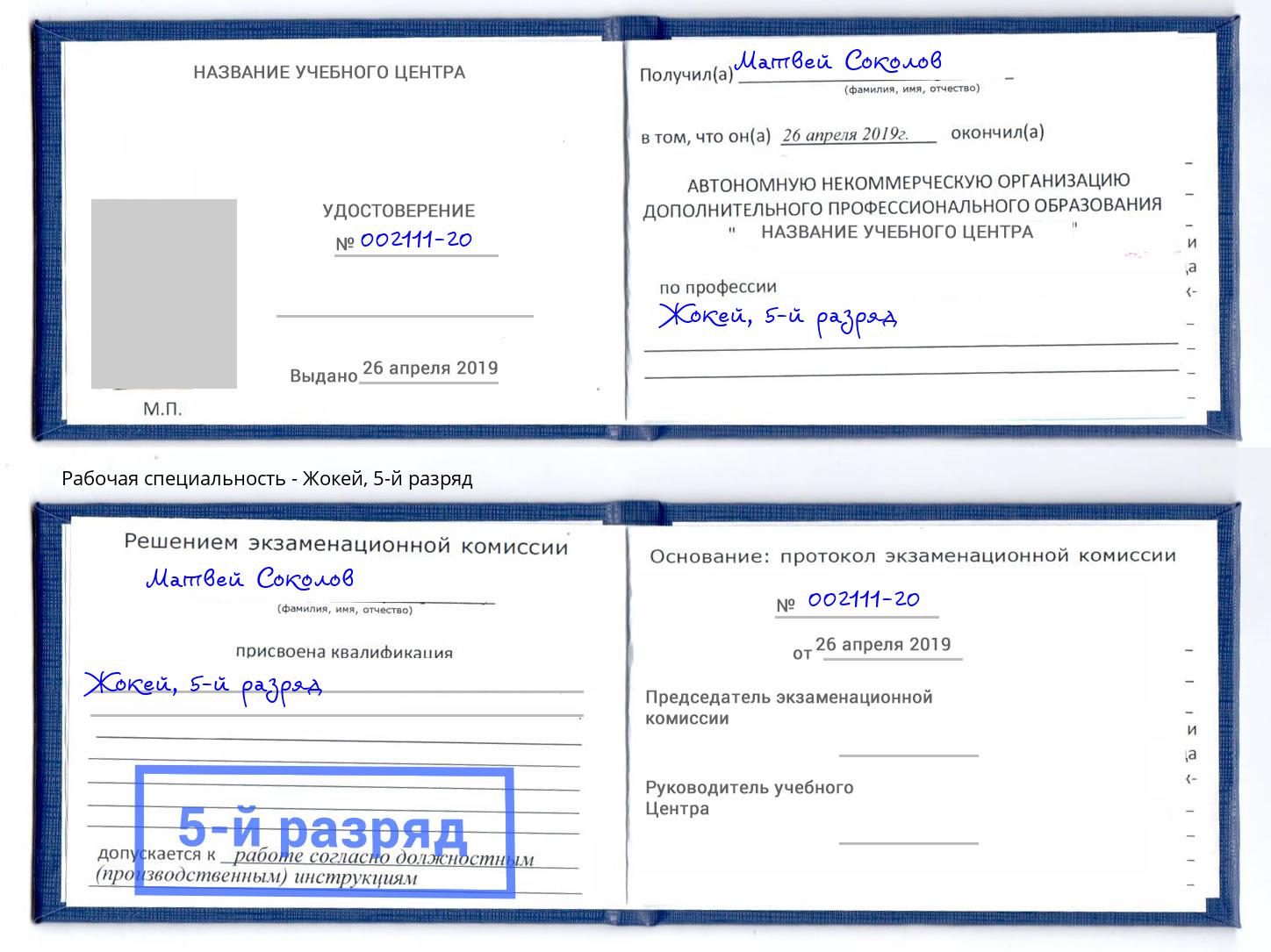 корочка 5-й разряд Жокей Добрянка