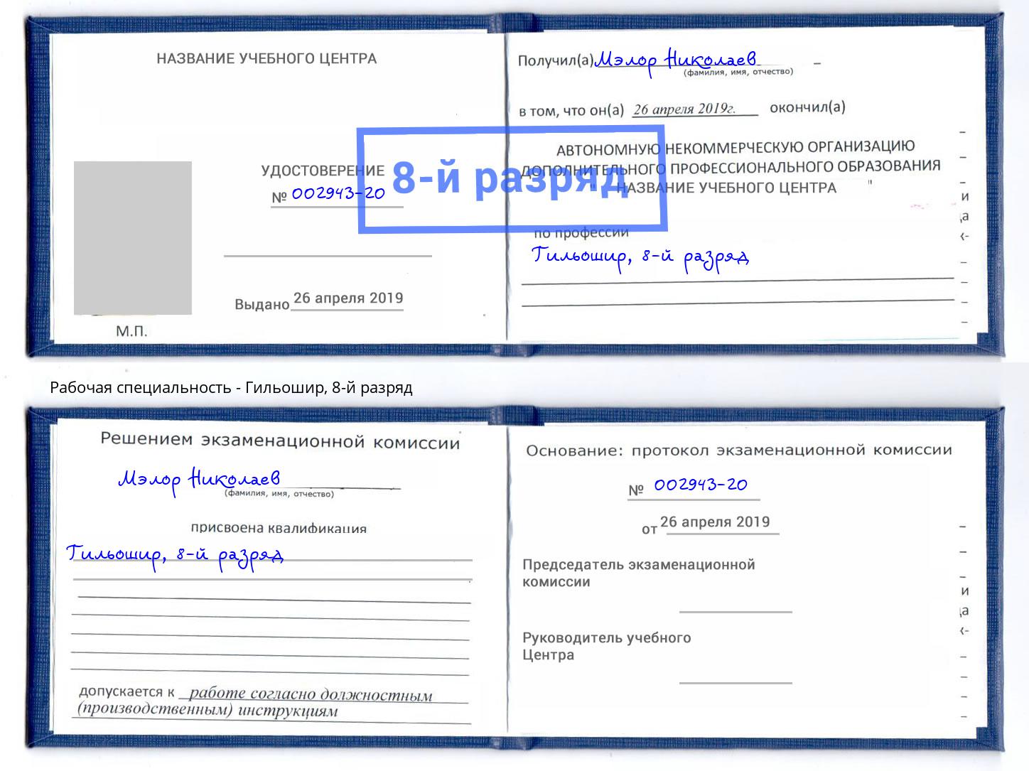 корочка 8-й разряд Гильошир Добрянка