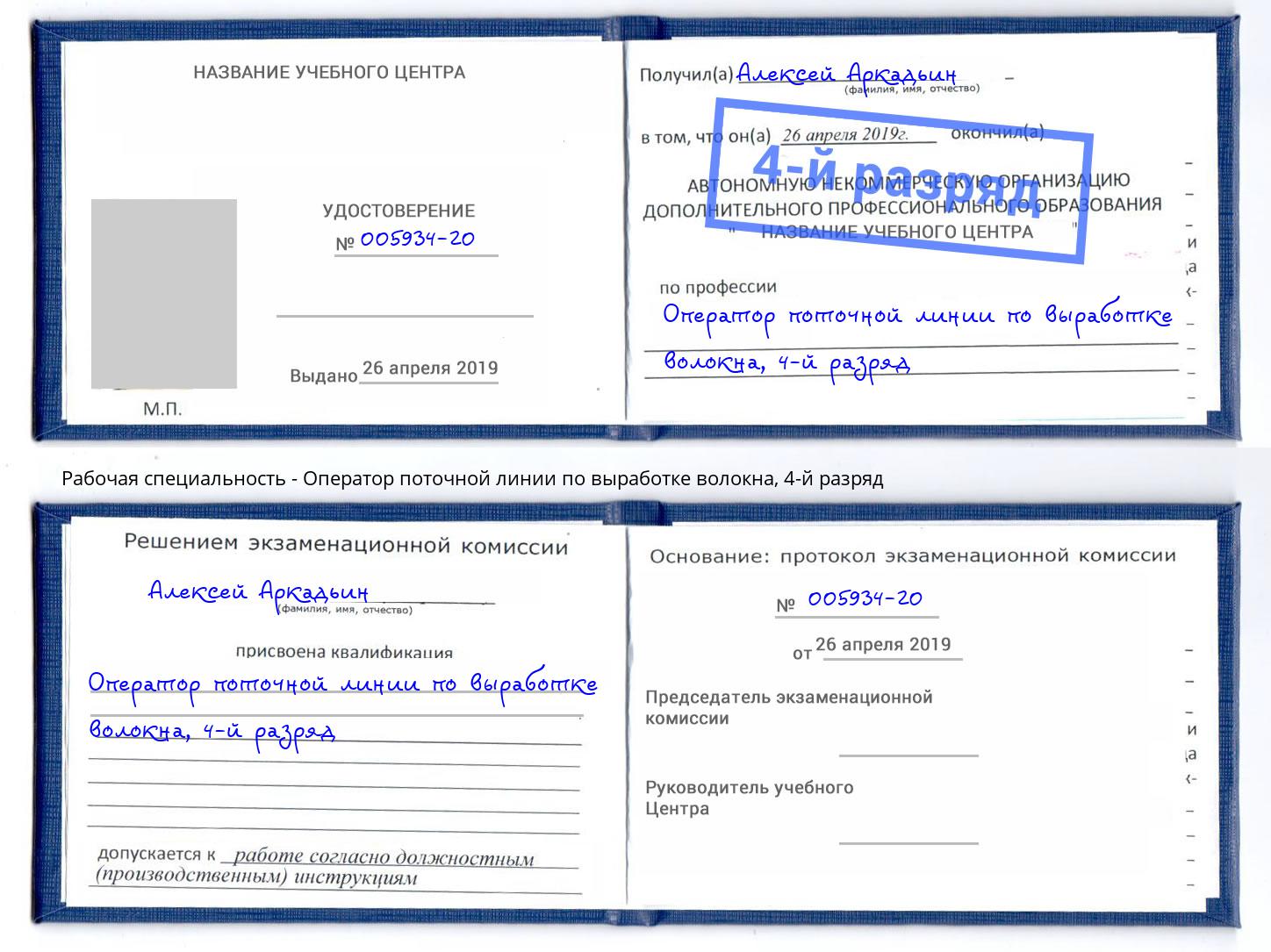 корочка 4-й разряд Оператор поточной линии по выработке волокна Добрянка